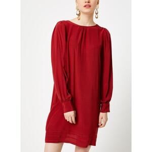 NWT See U Soon long sleeve cuffed shift dress  Small Red   Viscose
